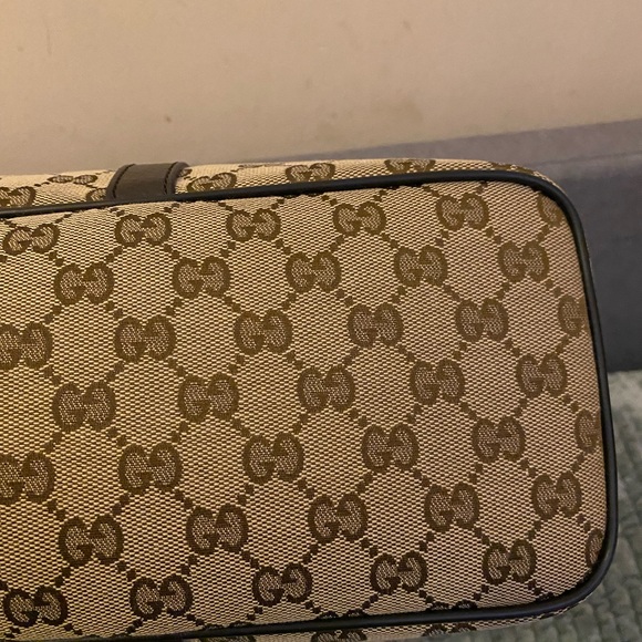 Gucci Large Handbag with strap Dark brown beige canvas tote New - Picture 9 of 11